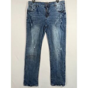 Decibel Jeans Mens Size 40X34 Blue Denim Distressed‎ Cotton Blend
